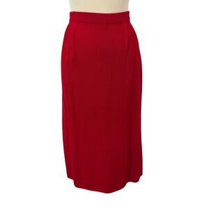 St. John Pencil Skirt Santana Knit Lipstick Red Knee-Length Vintage USA Made 12